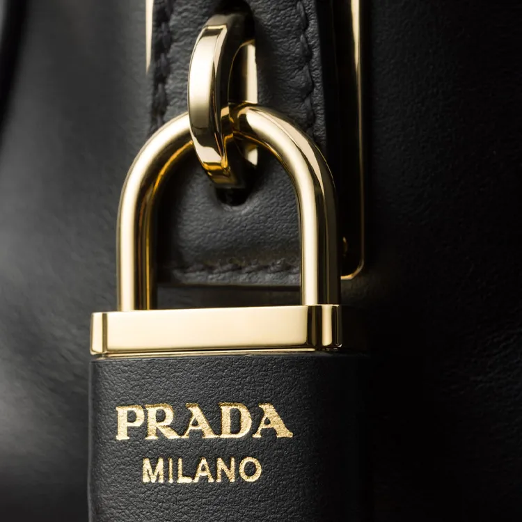 PRADA Recycled Nylon With Patchwork Leather Handbag Medium Size Women's Black-5