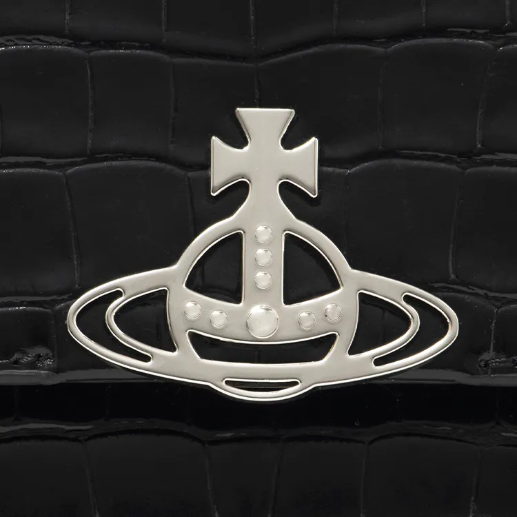 Vivienne Westwood HAZEL Cow Leather One Shoulder Handbag Tubas Women's Black-5