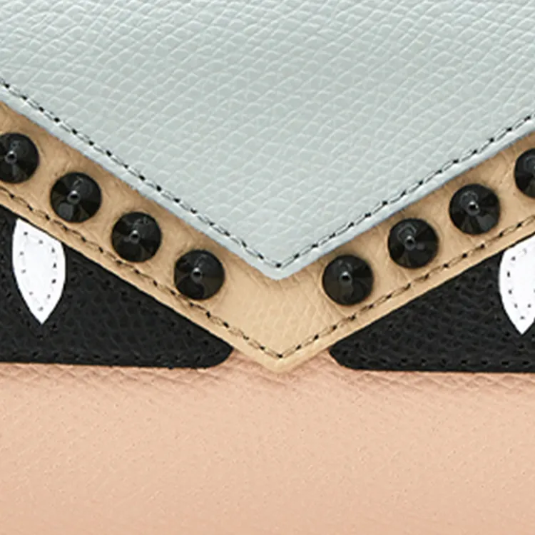 FENDI Multicolor Leather Wallet Women's Gray/Apricot Pink/Multicolor-3