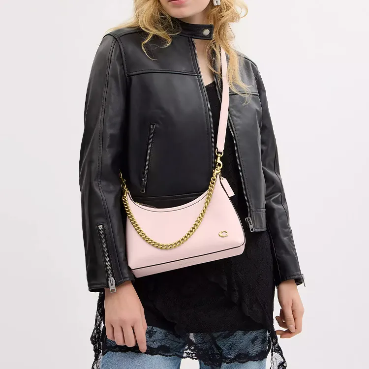 COACH Cow Leather Handbag Shoulder Bag Large Size Women's Blush Pink-6