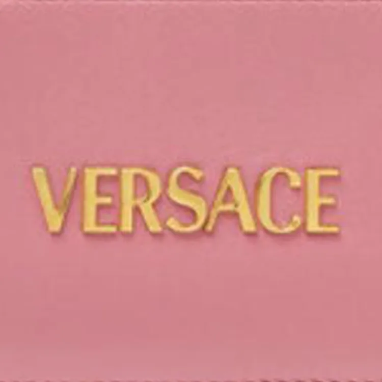 VERSACE Tag Lambskin Card Holder Women's Pink-3