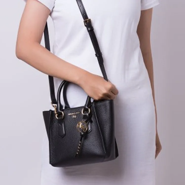 MICHAEL KORS Kris Cow Leather Portable Crossbody Bag Shoulder Bag Small Size Women's Pure Black-3