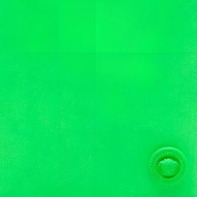 VERSACE Grained Cow Leather Card Holder Wallet Men's Green-3
