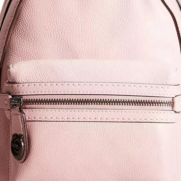 COACH Campus Polished Pebbled Leather Backpack Small Size Women's Tin Alloy With Aurora Blue Accents-1