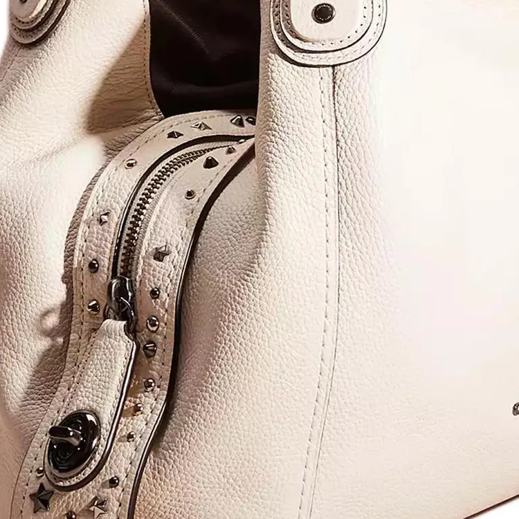COACH Edie Pebbled Leather Handbag Shoulder Bag Large Size Women's Chalk White-2
