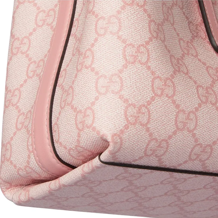 GUCCI GG Emblem Leather Tote Bag, Shopping Bag, Shoulder Bag, Handbag Trumpets Women's Light Pink-6