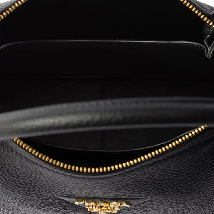 PRADA Leather Shoulder Bag Crossbody Bag Handbag Small Size Women's Black-5