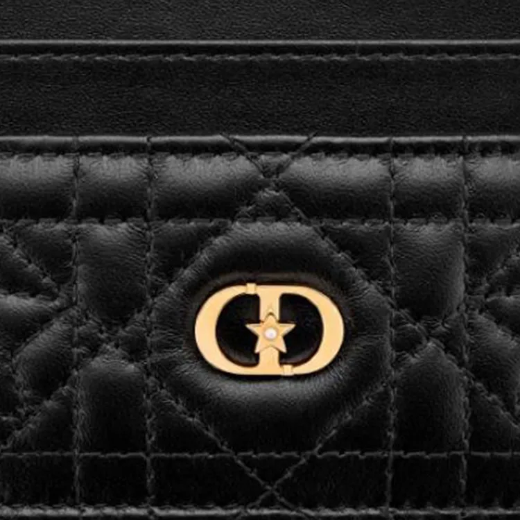DIOR Caro Sheepskin Card Holder Women's Black-2