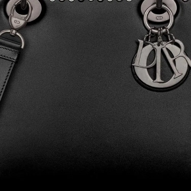 DIOR Lady Dior Calfskin Tote Bag Shopping Bag Shoulder Bag Crossbody Bag Handbag Medium Size Women's Black-5