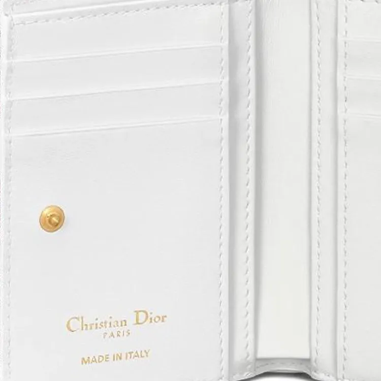 DIOR Caro Calfskin Wallet Women's White & Multicolor-4