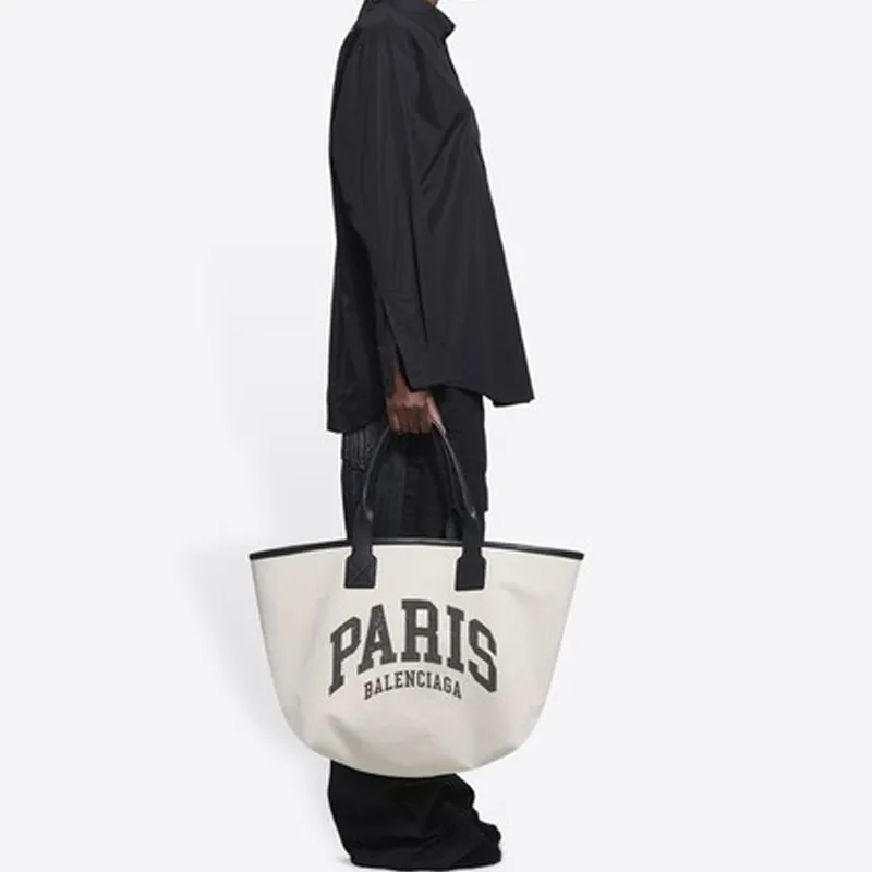 Balenciaga Cow Leather Totes Handbags Large Size Women's White-4