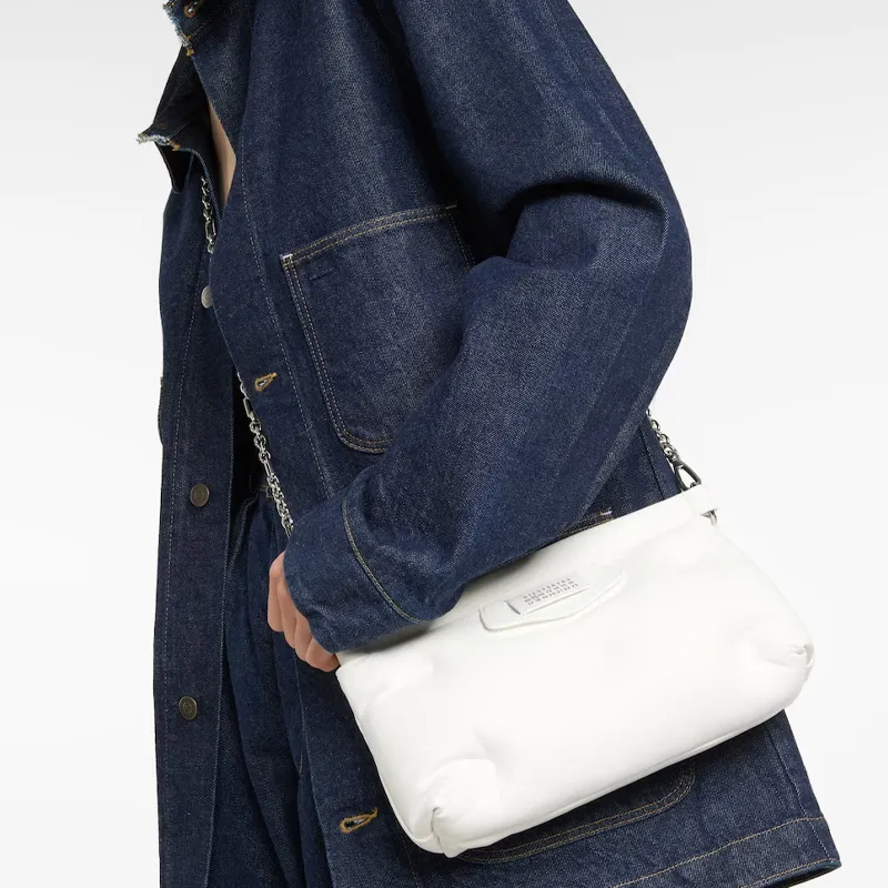 Maison Margiela Calfskin With Lambskin Pillow Bag, Chain Bag, Handheld Bag, Crossbody Bag, Shoulder Bag Women's White-3