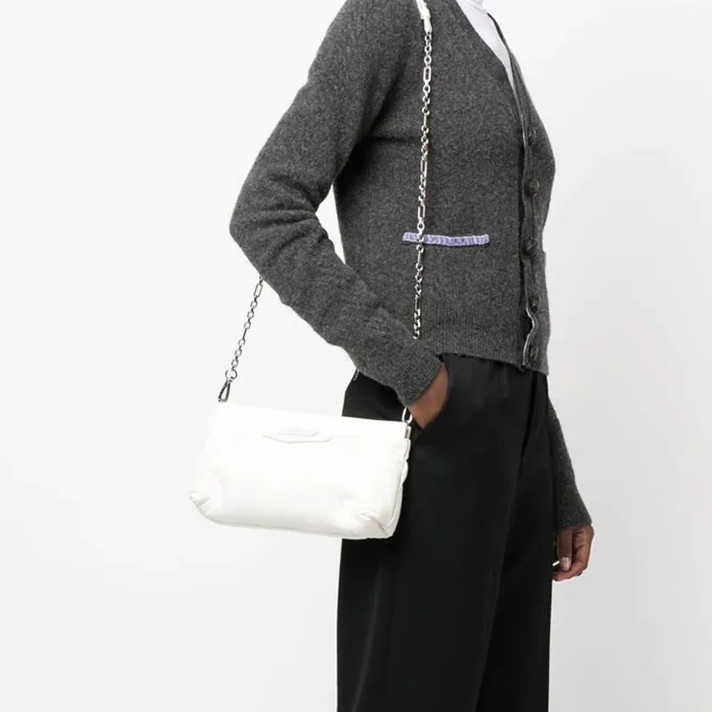Maison Margiela Calfskin With Lambskin Pillow Bag, Chain Bag, Handheld Bag, Crossbody Bag, Shoulder Bag Women's White-2