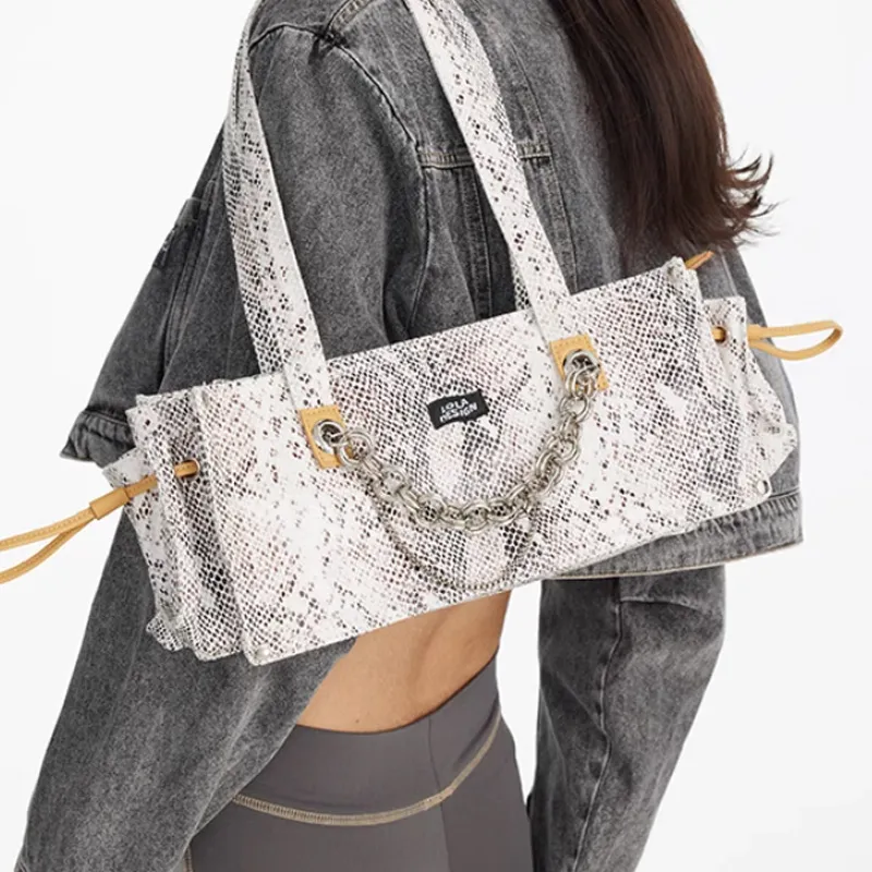LOLA DESIGN PU Underarm Shoulder Bag Unisex Gray-3