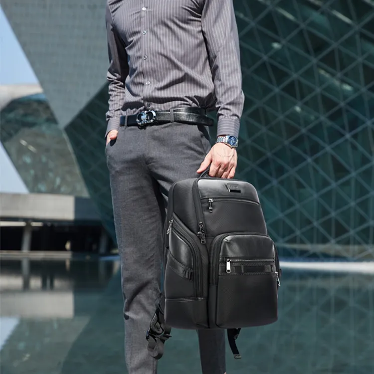 BOPAI Oxford With Leather Double Shoulder Backpack Students Backpack Regular Men's-6