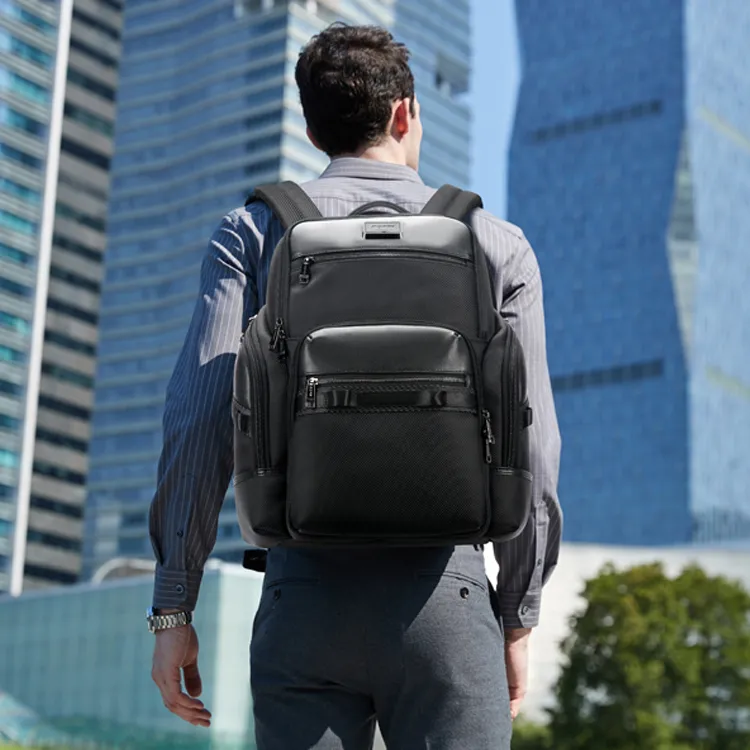BOPAI Oxford With Leather Double Shoulder Backpack Students Backpack Regular Men's-5