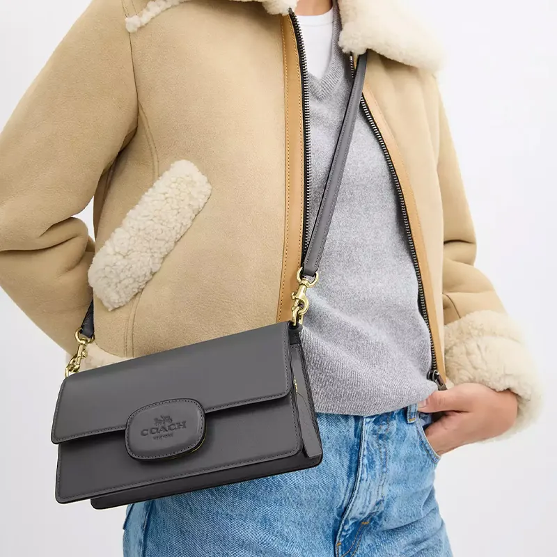 COACH Eliza Calfskin Portable Crossbody Bag, Shoulder Bag Medium Size Women's Charcoal-5