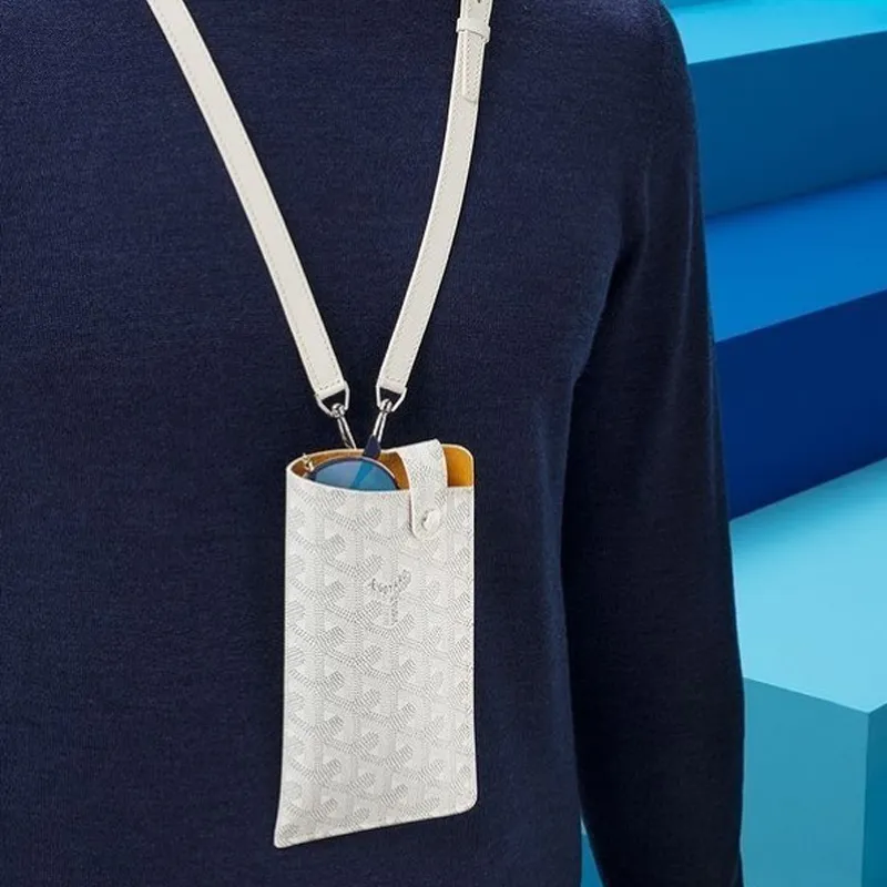 GOYARD Montmartre Canvas With Leather Cell Phone Pouch Large Size Unisex White-4