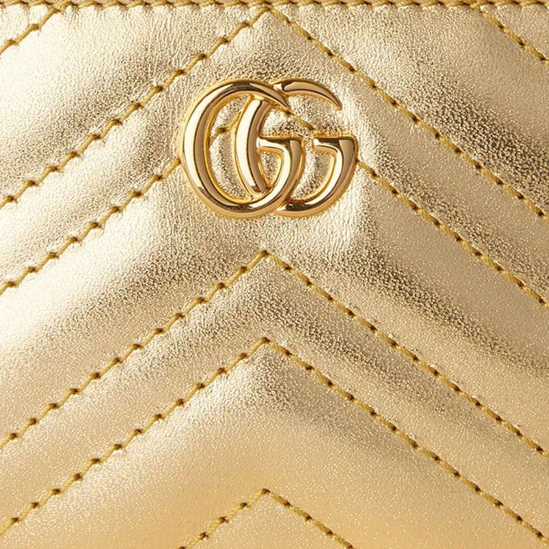 GUCCI GG Marmont Leather Key Pouch Unisex Gold-5