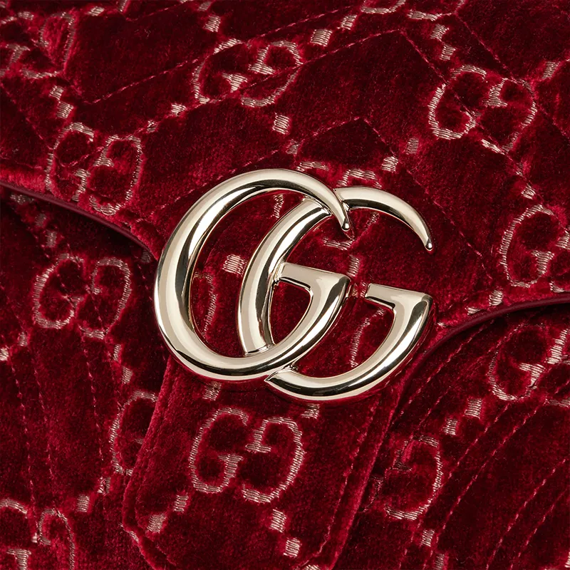 GUCCI GG Marmont Velvet Crossbody Bag Shoulder Bag Small Size Women's Red-5