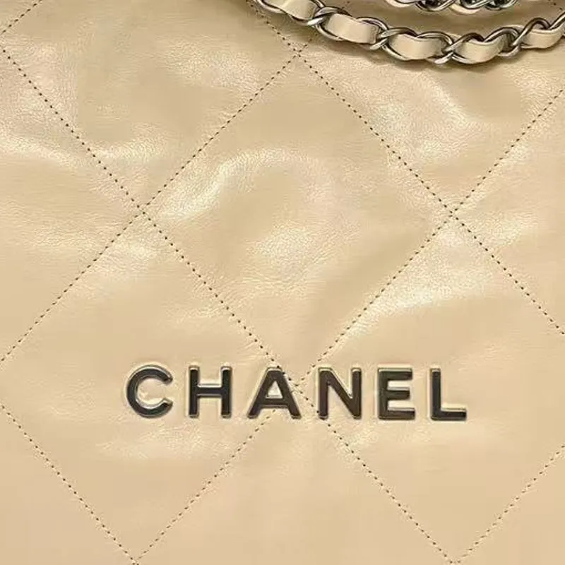 CHANEL Leather Basket Bag Shoulder Bag Women's Beige-1
