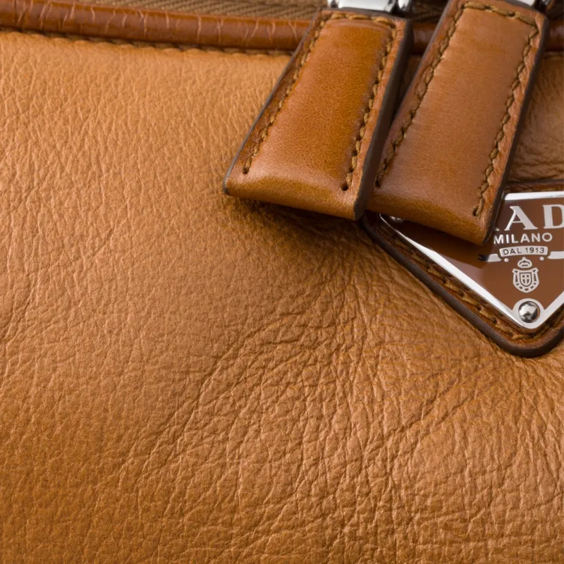 PRADA Shearling Crossbody Bag Shoulder Bag Men's Cognac Brandy In Natural Color-5