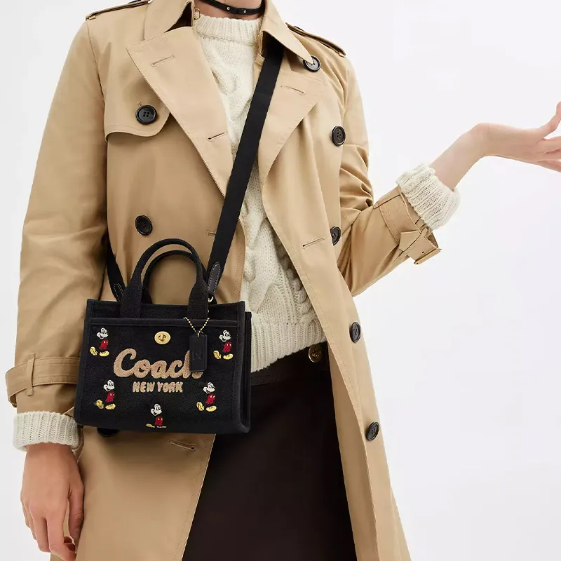 COACH Disney Collaboration Canvas Bag Tote Bag Shopping Bag Shoulder Bag Crossbody Bag Handbag Small Size Women's Black-5
