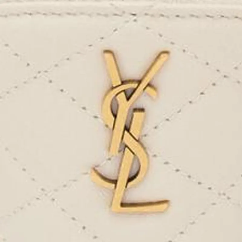 SAINT LAURENT Sheepskin Handbag Mini Women's White-4