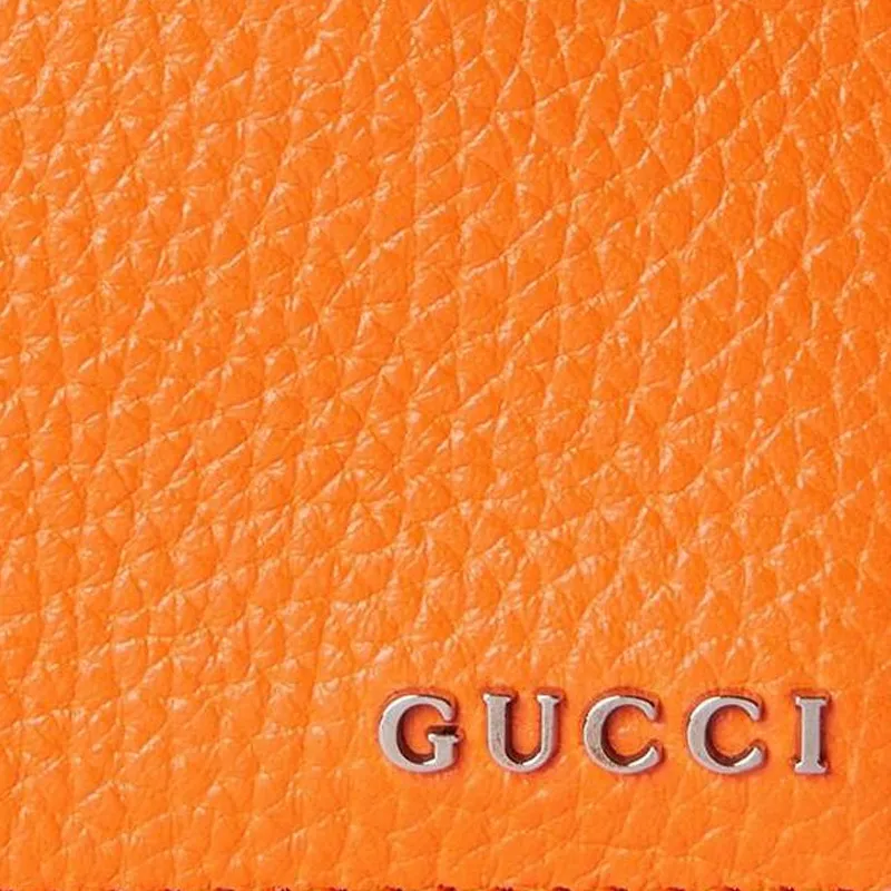 GUCCI Leather Coin Purse Women's White & Orange-6