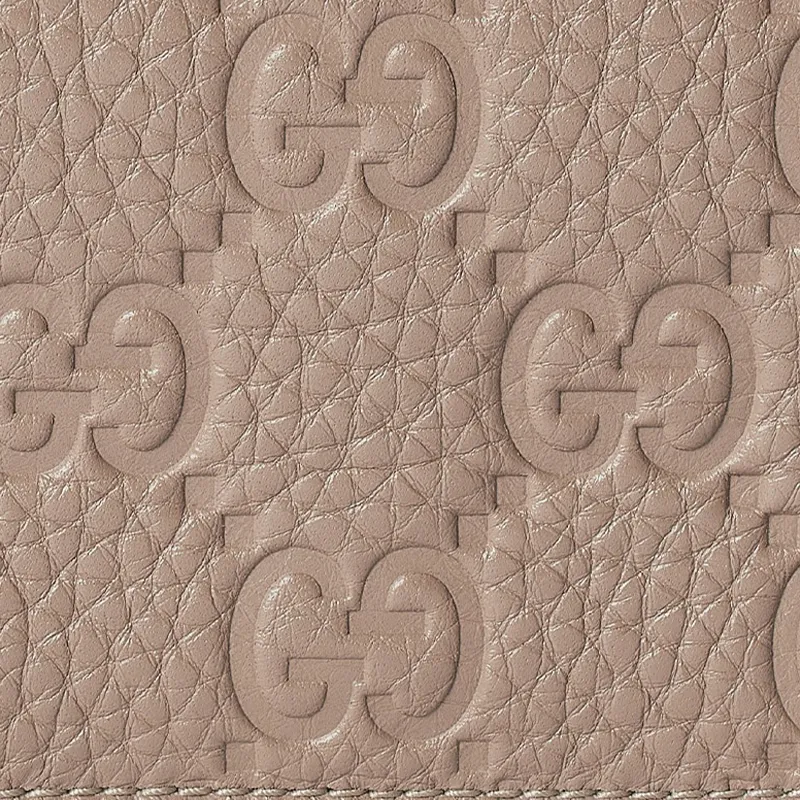 GUCCI GG Emblem Leather Wallet Mini Women's Taupe-6