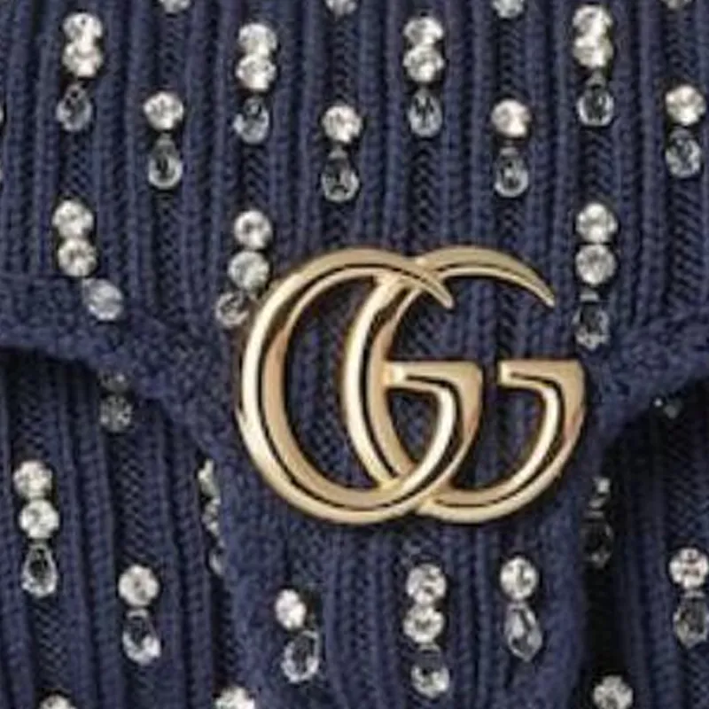 GUCCI GG Marmont Wool Shoulder Bag Small Size Women's Blue-7