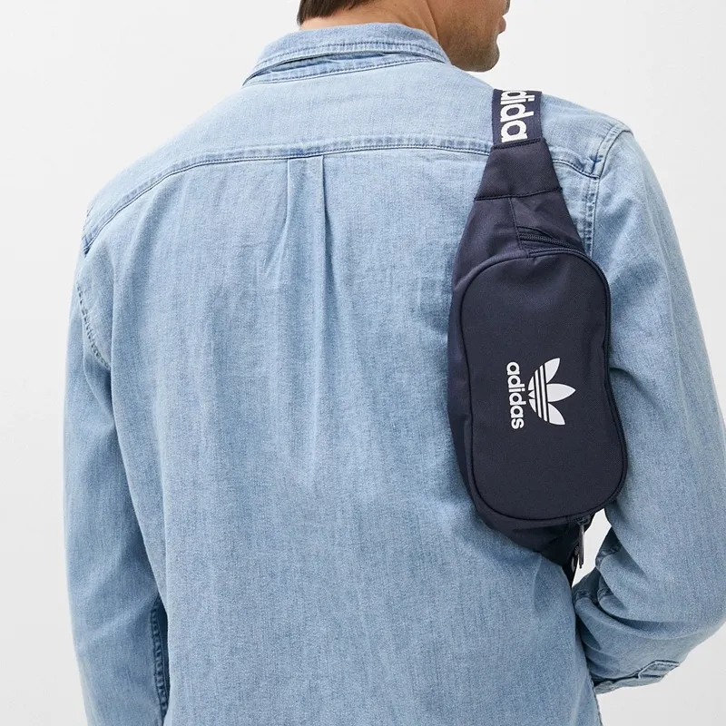 Adidas Originals Polyester Sling Bag, Crossbody Bag, Fanny Pack Unisex Dark Gray Navy Blue-4