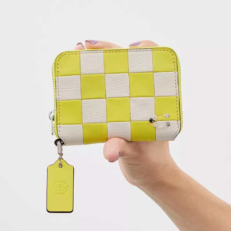 Coachtopia Leather Coin Purses Wallets Women's Bright Yellow Color Blocking Chalk-3