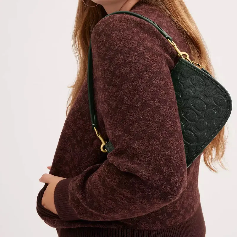COACH Swinger Soft Shiny Grained Leather Portable Crossbody Bag Shoulder Bag Women's Multicolor Amazon Green-3
