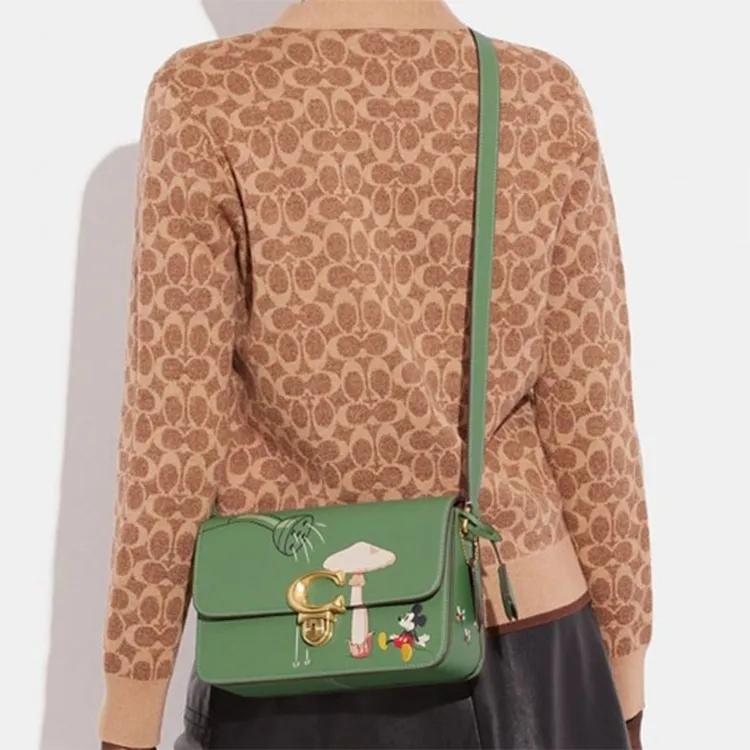 COACH Disney Collaboration Studio Glove Tanning Crossbody Bag, Shoulder Bag Women's Green-4