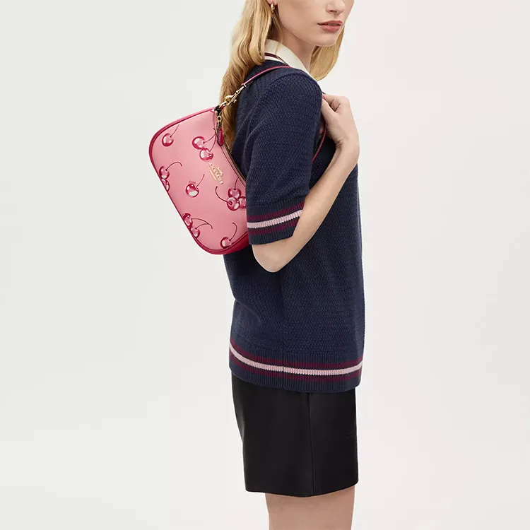COACH Teri Coated Canvas Portable Crossbody Bag Shoulder Bag Women's Pink Red Bright Purple-3