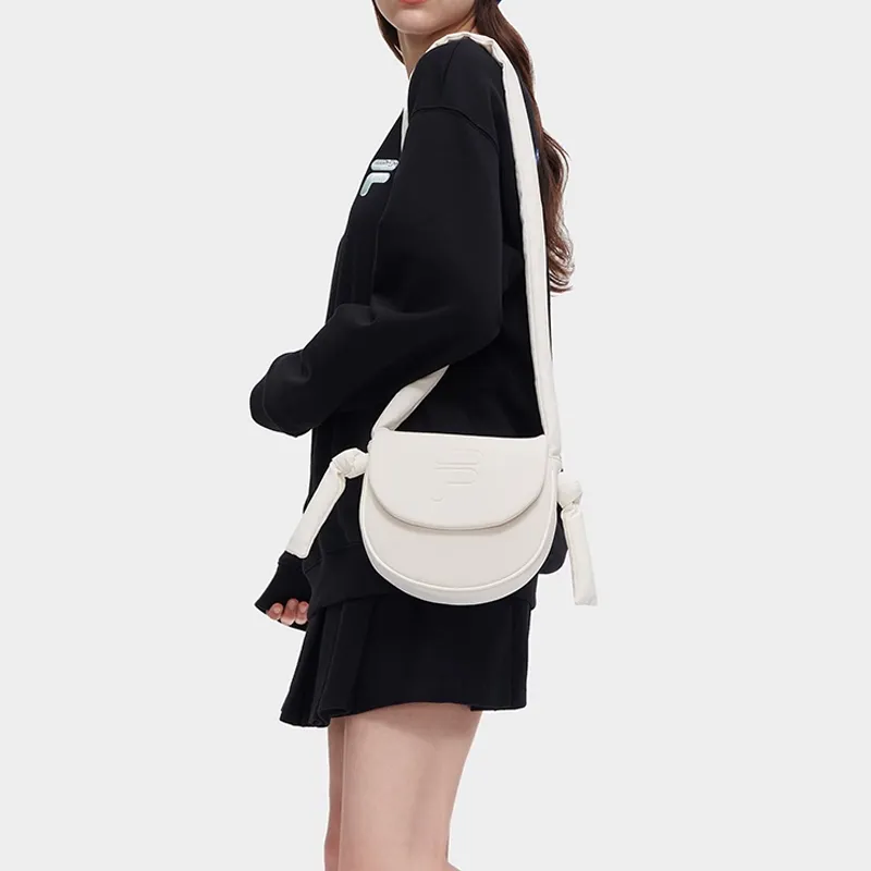 FILA FUSION PU Textile Saddle Bags Shoulder Bags Small Size Women's Ivory Ecru-4
