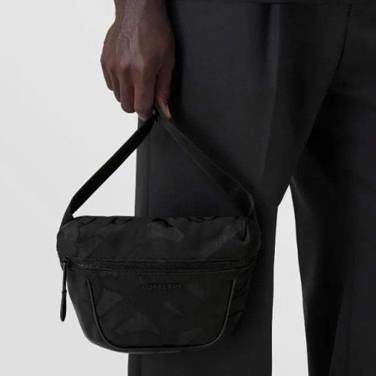 Burberry Monogram Leather Shoulder Bag, Crossbody Bag Men's Black-4