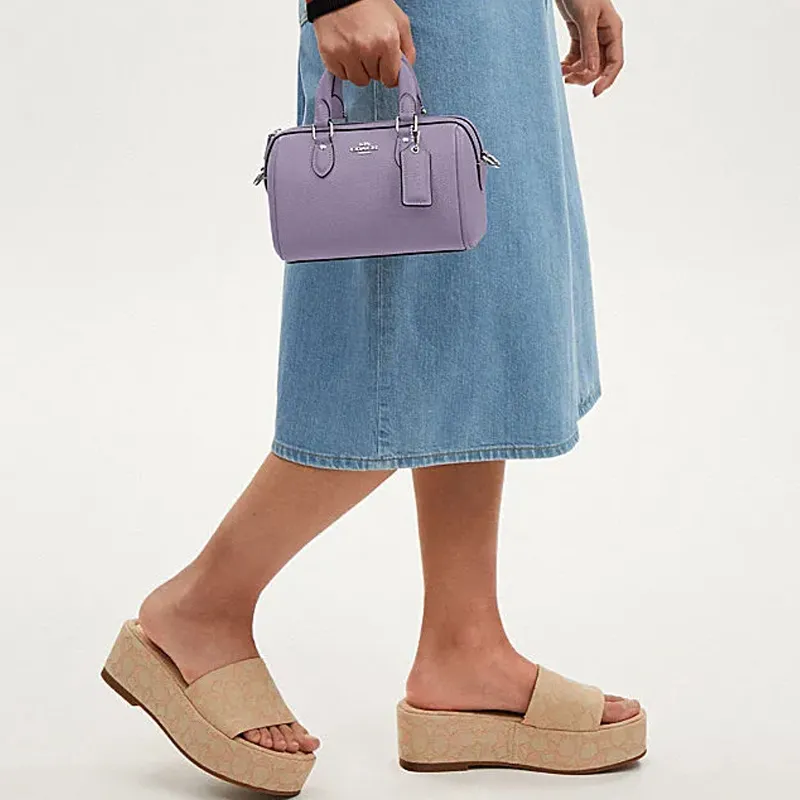 COACH Rowan Cow Leather Handbag, Shoulder Bag, Crossbody Bag Trumpets Women's Light Violet-4