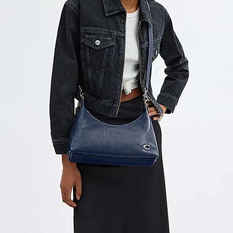 COACH Juliet Cow Leather Portable Crossbody Bag, Shoulder Bag Unisex Dark Blue-4