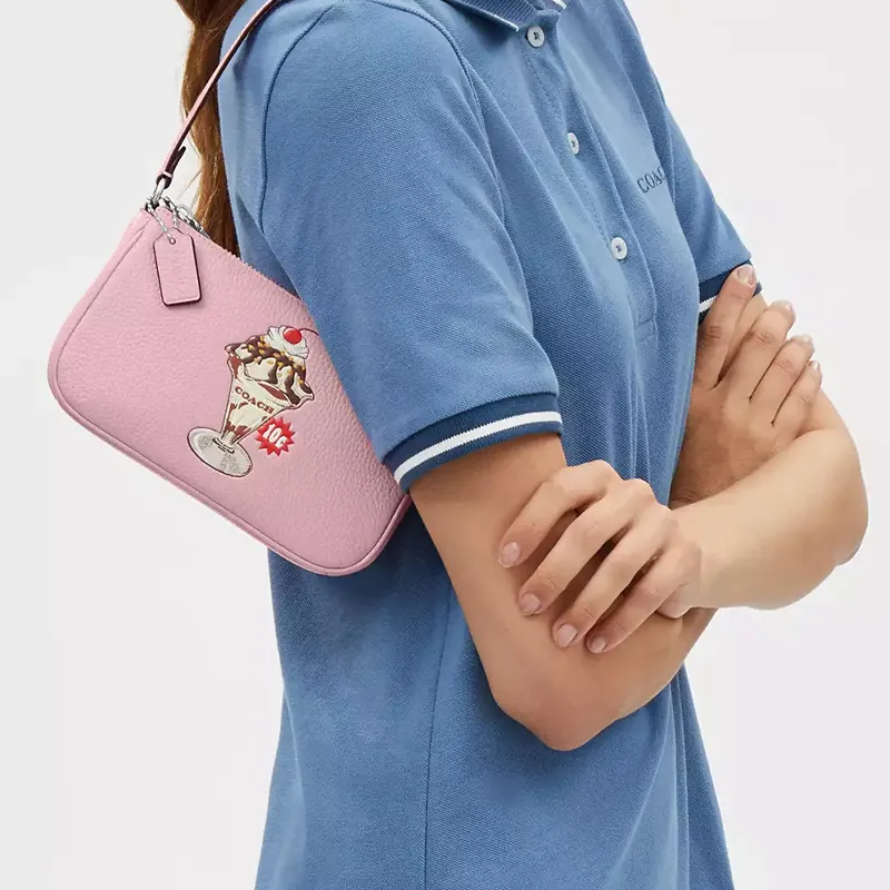 COACH Nolita Delicate Pebbled Leather Handbag Small Size Women's Cherry Blossom Pink-3