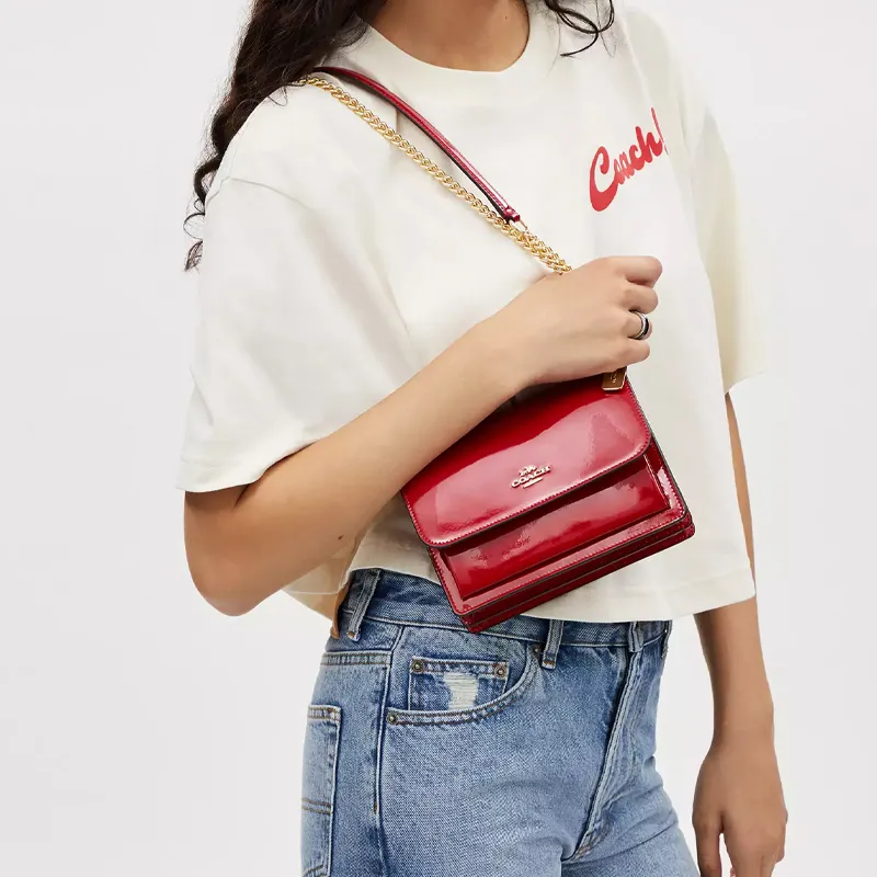 COACH Klare Patent Leather With Leather Crossbody Bag, Shoulder Bag Women's-4