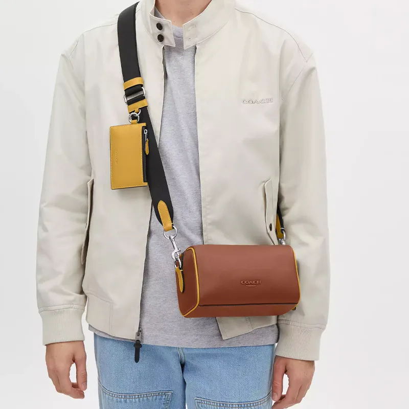 COACH Smooth Calf Leather Shoulder Bag, Crossbody Bag Men's Saddle-4