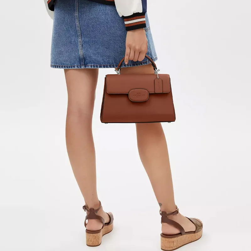 COACH Eliza Delicate Calfskin Shoulder Bag Crossbody Bag Handbag Women's Redwood Color-4