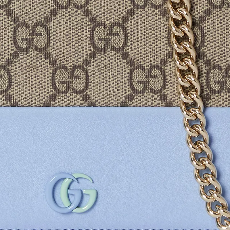GUCCI GG Marmont Supreme Canvas With Leather Trim Shoulder Bag, Crossbody Bag, Wallet Women's Ebony & Light Purple-7