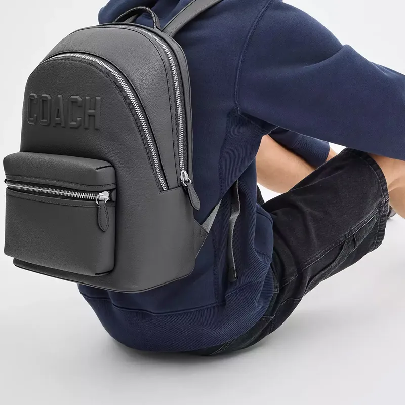 COACH Charter Leather Backpack Large Size Men's Charcoal-4