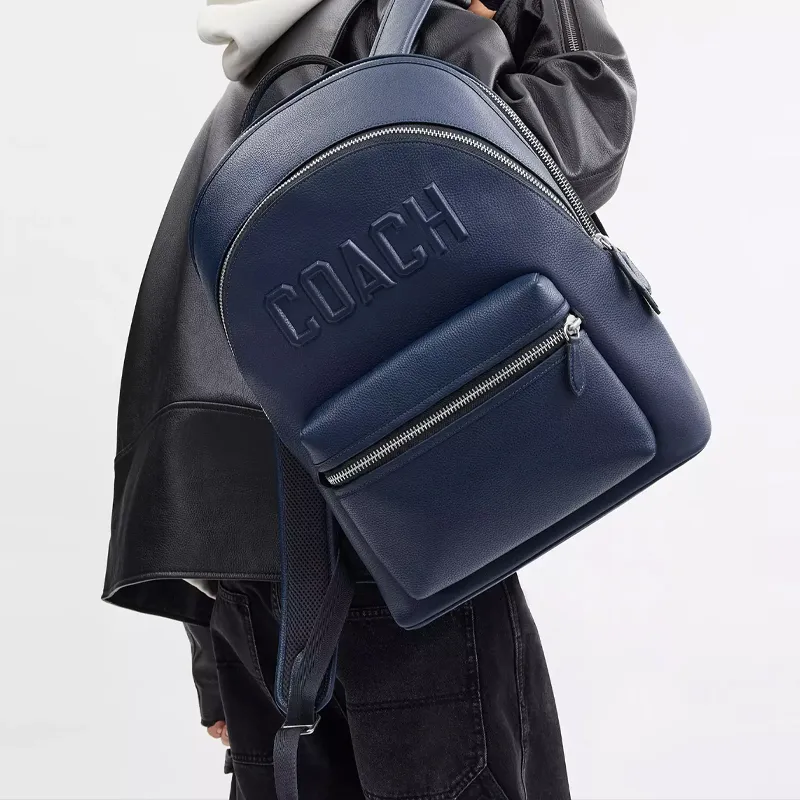 COACH Charter Leather Backpack Tubas Men's Dark Blue-4