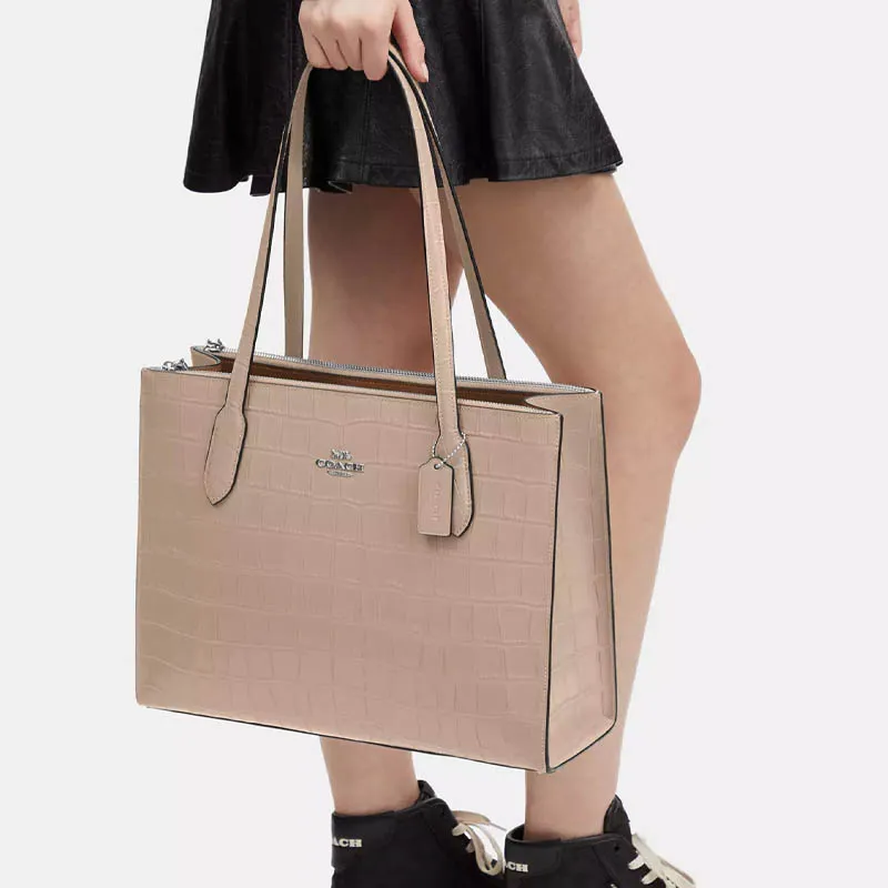 COACH Leather Tote Bag, Shopping Bag, Shoulder Bag, Handbag Tubas Women's Light Umber-4