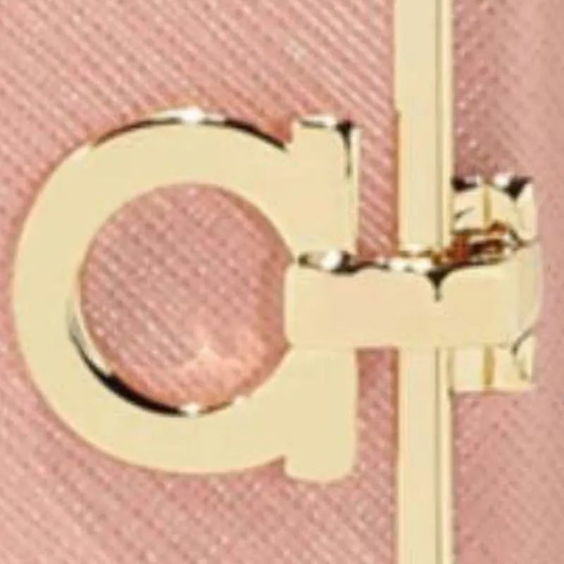 FERRAGAMO Saffiano Leather Key Pouch Women's Pink-2