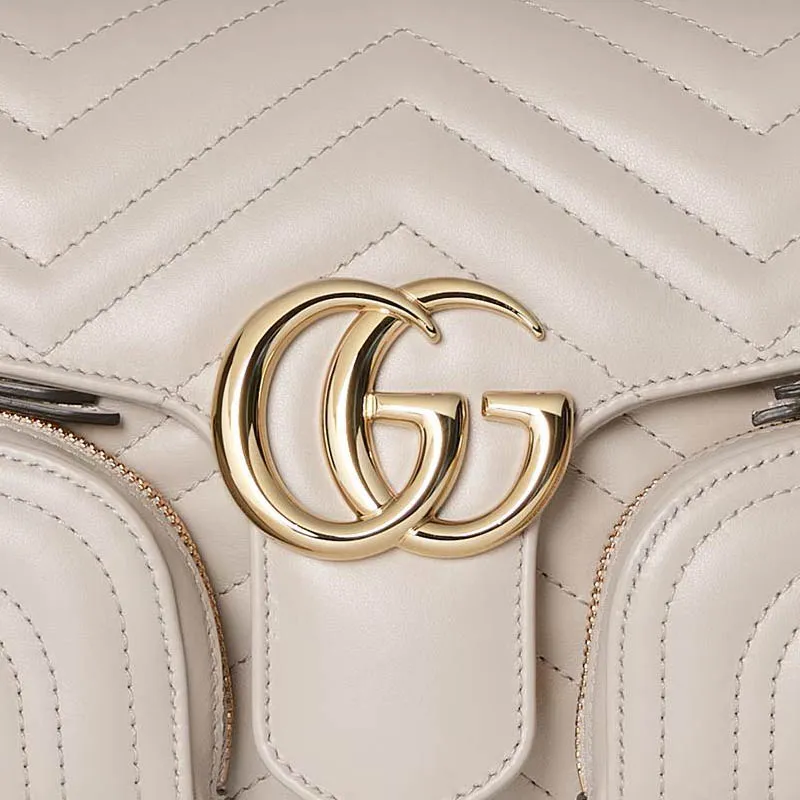 GUCCI GG Marmont Leather Crossbody Bag Shoulder Bag Small Size Women's Ivory-7
